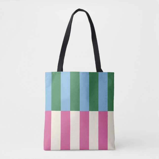 Colourful Vertical Striped Pattern Tote Bag (Front)