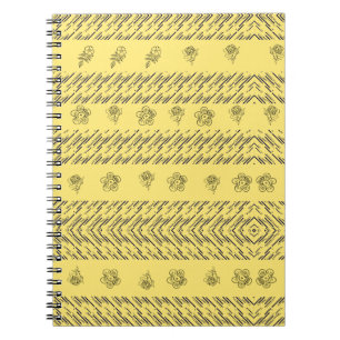 Colourful vertical stripes and flowers  notebook