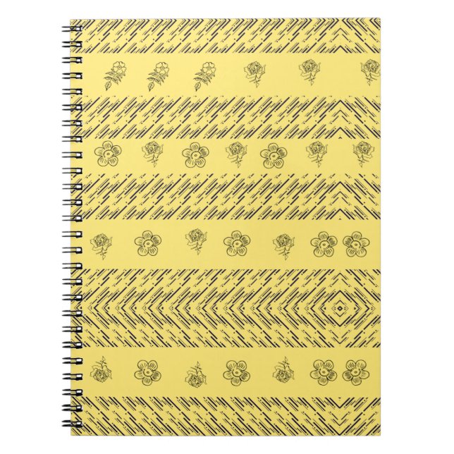 Colourful vertical stripes and flowers  notebook (Front)