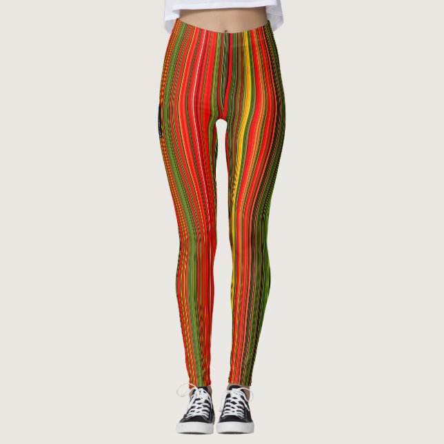 Colourful Vertical Stripes Leggings (Front)