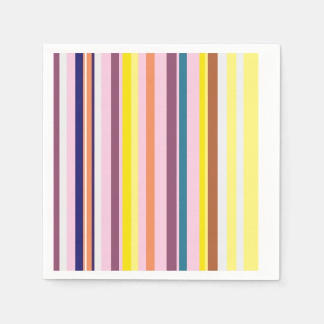 Colourful Vertical Stripes Paper Napkins (Front)