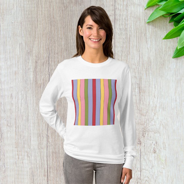 Colourful Vertical Stripes Pattern T-Shirt (Creator Uploaded)