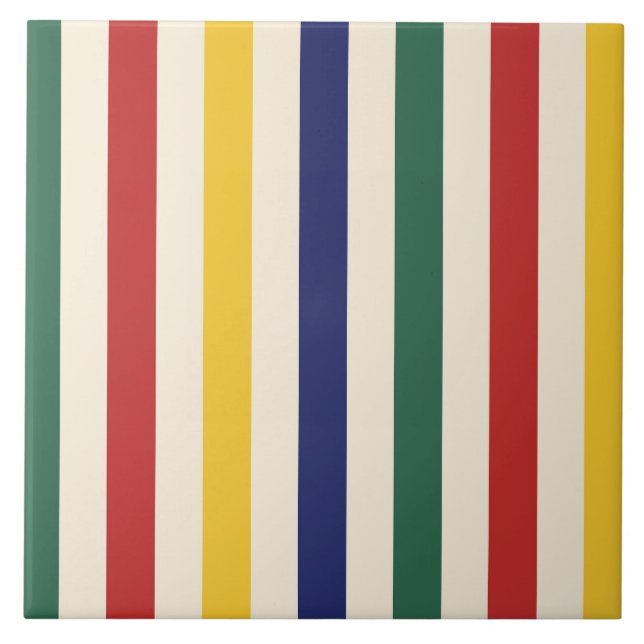 Colourful Vertical Stripes Tile (Front)