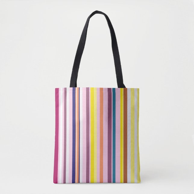 Colourful Vertical Stripes Tote Bag (Front)
