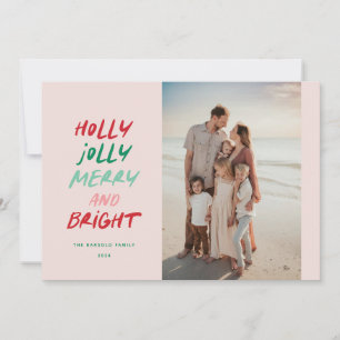 Colourful Very Merry Horizontal Christmas Photo Holiday Card