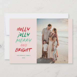 Colourful Very Merry Horizontal Christmas Photo Holiday Card