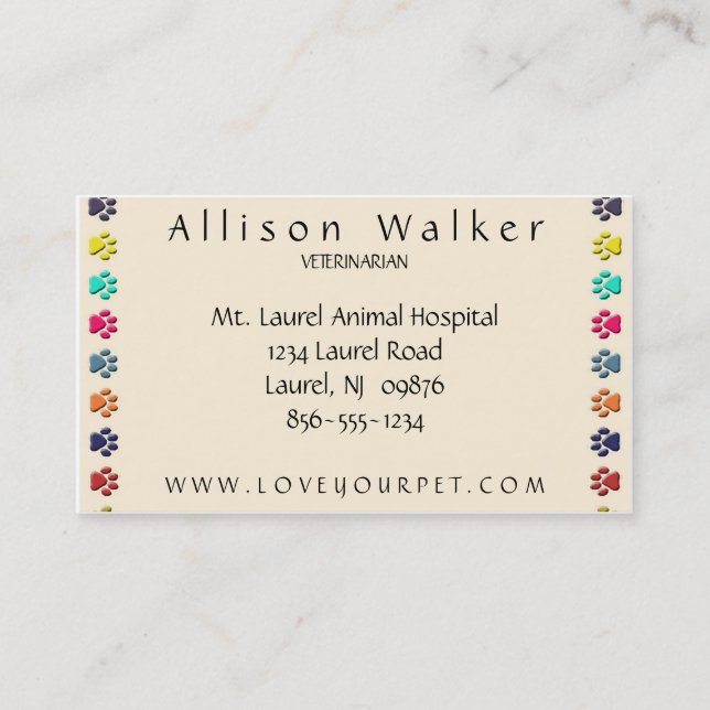 Colourful Veterinarian Business Card (Front)