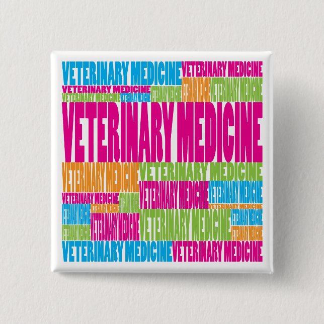 Colourful Veterinary Medicine 15 Cm Square Badge (Front)
