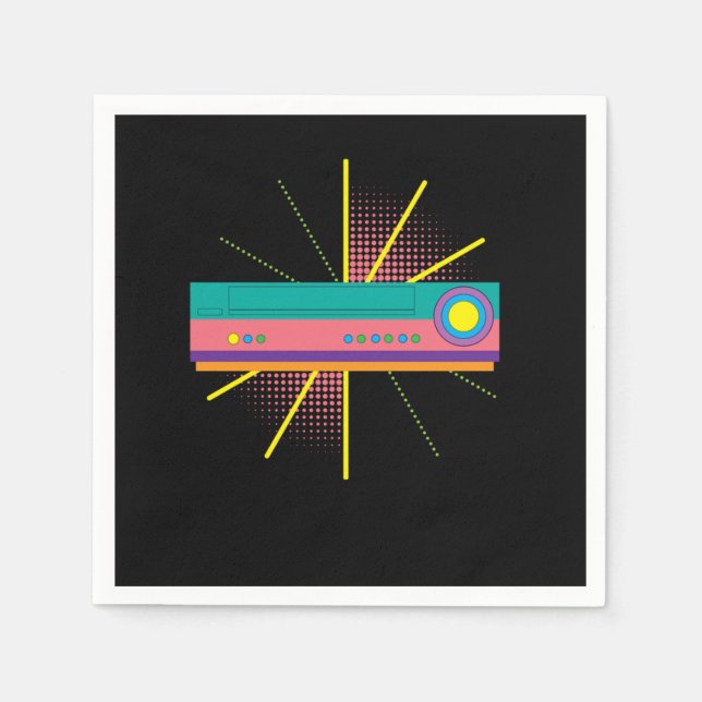 Colourful VHS Player Machine Recorder Classic Cass Napkin (Front)
