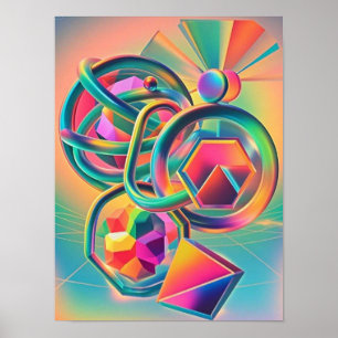 Colourful Vibrant and whimsical abstract artwork Poster