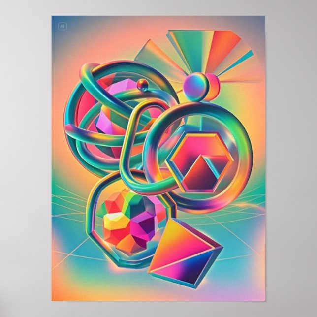Colourful Vibrant and whimsical abstract artwork  Poster (Front)