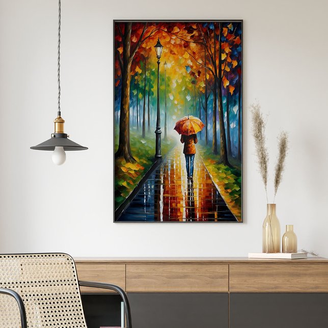 Colourful Vibrant Autumn Rain Fall Leaves Nature  Poster (Creator Uploaded)