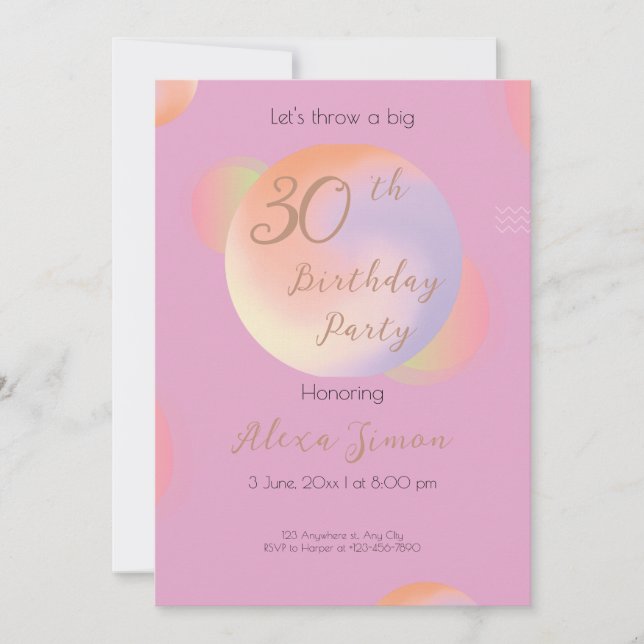 Colourful Vibrant Birthday Party Invitation (Front)