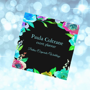 Colourful Vibrant Blooms for Professional Greeting Square Business Card