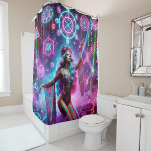 Colourful Vibrant Cosmic Dancing Goddess Shower Curtain