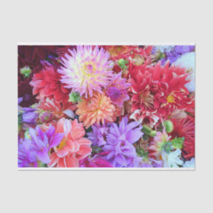 Colourful Vibrant Dahlia Flowers Tissue Paper