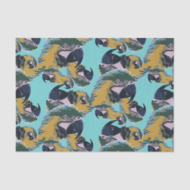 Colourful Vibrant Exotic Tropical Parrots Pattern Tissue Paper (Front)