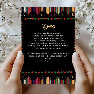 Colourful vibrant fiesta floral black wedding enclosure card