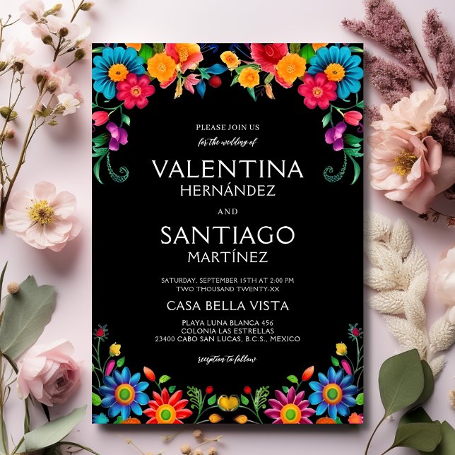 Colourful Vibrant Floral Mexican Fiesta Wedding Invitation (Creator Uploaded)