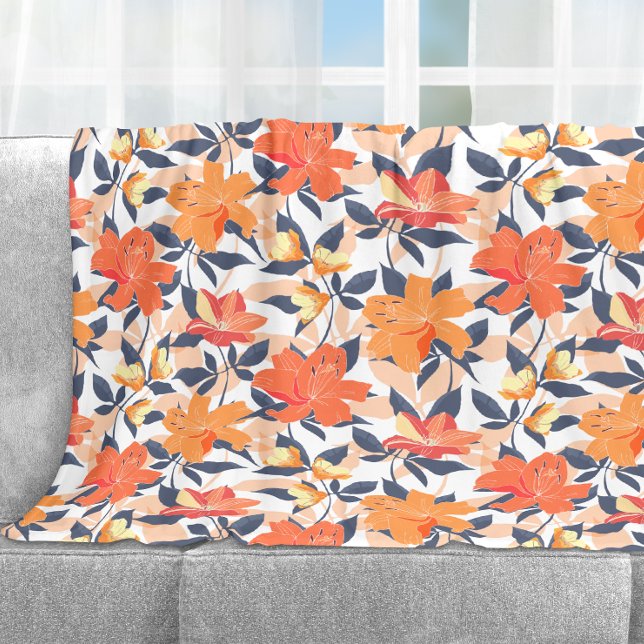 Colourful Vibrant Floral Print Fleece Blanket (Creator Uploaded)