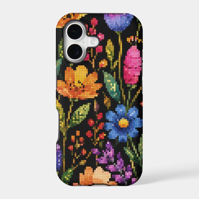 Colourful Vibrant Flowers on a Black Background (Back)