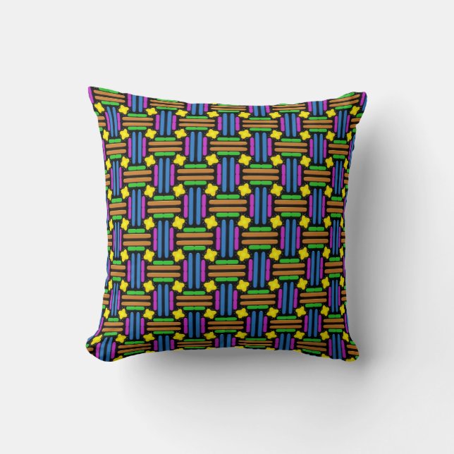 Colourful vibrant geometric pattern  cushion (Front)