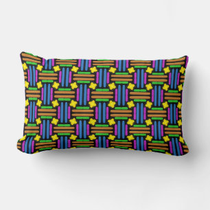 Colourful vibrant geometric pattern  lumbar cushion