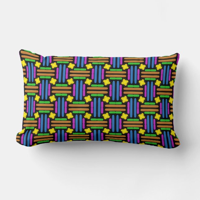 Colourful vibrant geometric pattern  lumbar cushion (Front)
