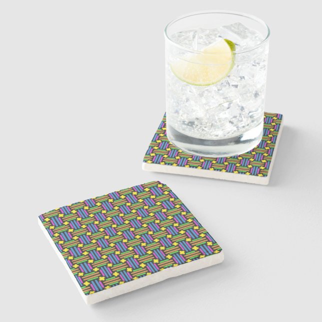 Colourful vibrant geometric pattern  stone coaster (Creator Uploaded)