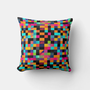 Colourful Vibrant Geometric Shapes Pattern Cushion