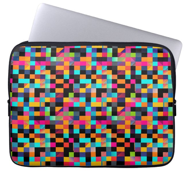 Colourful Vibrant Geometric Shapes Pattern Laptop Sleeve (Front)