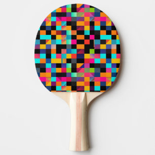 Colourful Vibrant Geometric Shapes Pattern Ping Pong Paddle