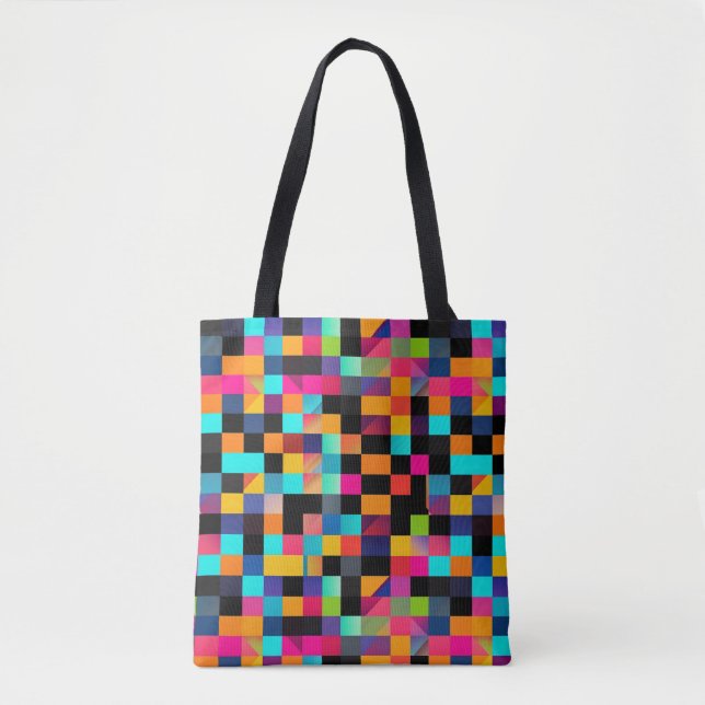 Colourful Vibrant Geometric Shapes Pattern Tote Bag (Front)