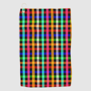 Colourful Vibrant Gingham Check Design Golf Towel