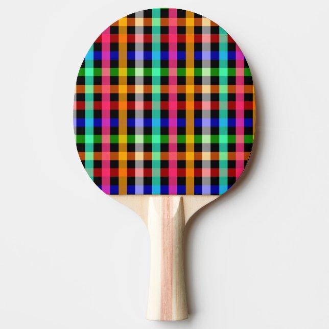 Colourful Vibrant Gingham Check Design  Ping Pong Paddle (Front)