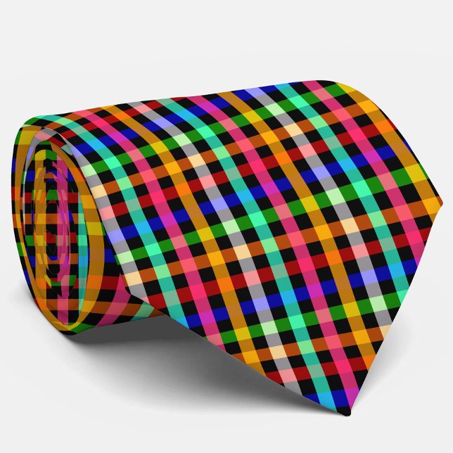 Colourful Vibrant Gingham Check Design  Tie (Creator Uploaded)