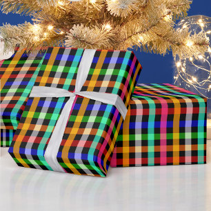 Colourful Vibrant Gingham Check Design Wrapping Paper