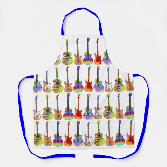 Colourful Vibrant Guitar Pattern Apron (Front)
