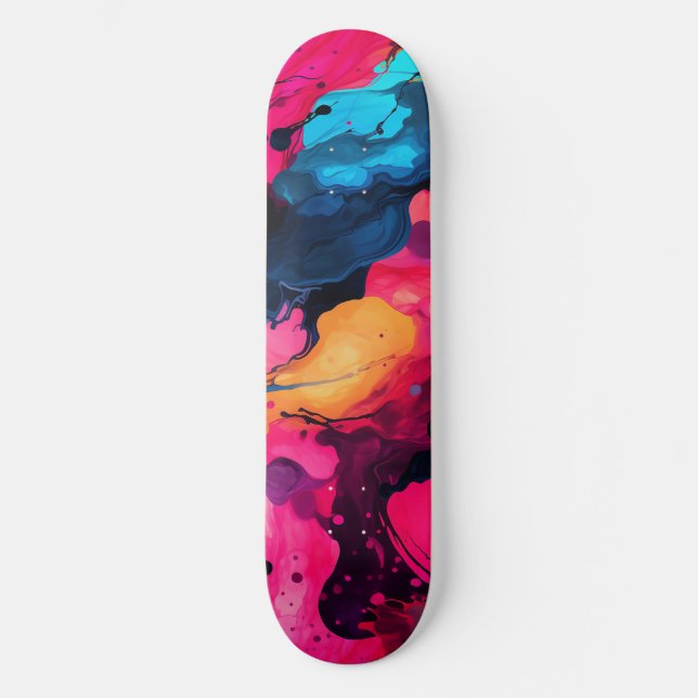 Colourful Vibrant Ink  Skateboard (Front)