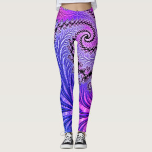 Colourful Vibrant Jewel Tone Funky Spiral Fractal Leggings