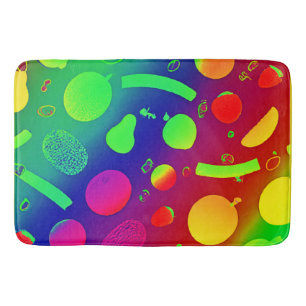Colourful Vibrant Neon Fruits Pattern Art Bath Mat
