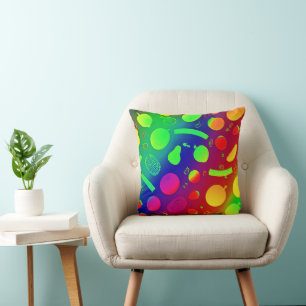 Colourful Vibrant Neon Fruits Pattern Art Cushion