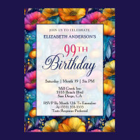Colourful Vibrant Poppy Flower 99th Birthday