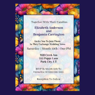 Colourful Vibrant Poppy Flower Wedding Invitation
