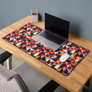 Colourful Vibrant Retro-Inspired Geometric Large Desk Mat