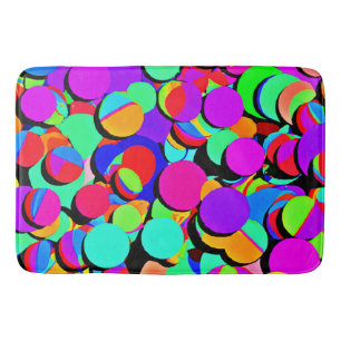 Colourful Vibrant Retro Revival Pattern Bath Mat