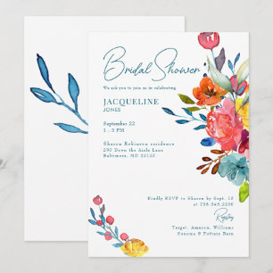 Colourful Vibrant Spring Floral Bridal Shower Invitation