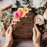 Colourful Vibrant Spring Floral Rustic Wood Weddin