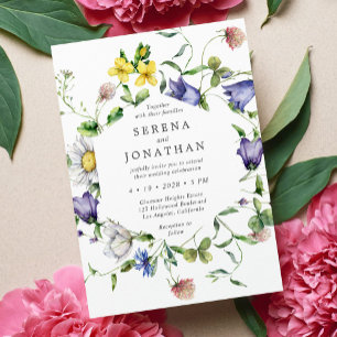 Colourful Vibrant Spring Floral Watercolor Wedding Invitation