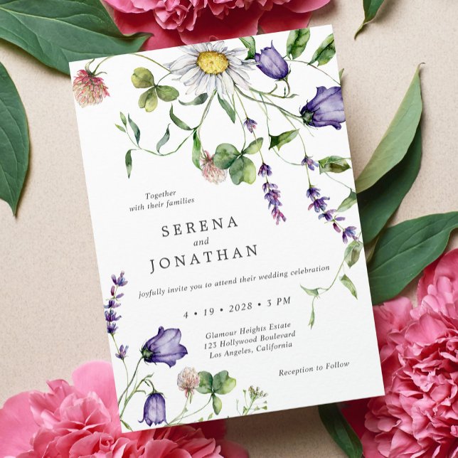 Colourful Vibrant Spring Floral Watercolor Wedding Invitation (Creator Uploaded)